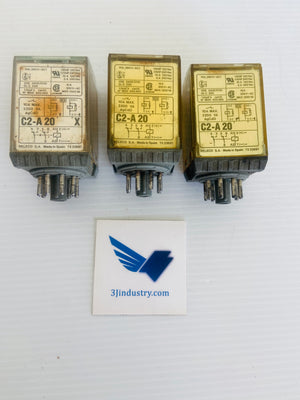 LOT OF 3 C2-A20/120VAC - 120VAC - 1/6HP - 10A  -  RELECO C2A20 RELAY