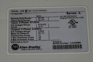 PowerFlex 700 AB Drive  20BE041A0AYNANC0 - 208 E 041 A 0 AYNANC0 - Allen Bradley
