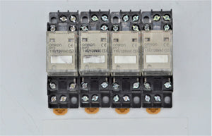 LOT OF 4 - MY2 AC110/120 (S) WITH SOCKET PYF14A-E  -  OMRON MY2 RELAY
