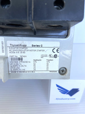 787AE4 SERIE C - 3PH - 50/60HZ - 575V - 50HP - 55A - 25HP - 28A - AC53A:6-6:30-80  -  THYSSENKRUPP 787AE ELEVATOR STARTER