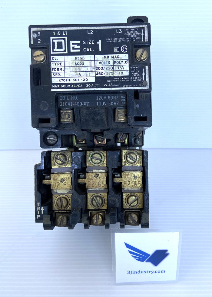 8536SC03SA - 8536-SC03 -200/575V -  SIZE 1 - COIL 110/120V - 50/60HZ - 600V MAX  -  SQUARE D 8536SC STARTER