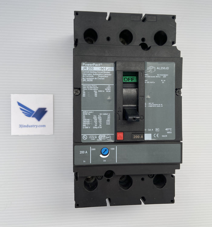 JRL36200 - 200A - 3 POLE - 50/60HZ - 600V - POWER PACT - JR250  -  SQUARE D  JR250 BREAKER