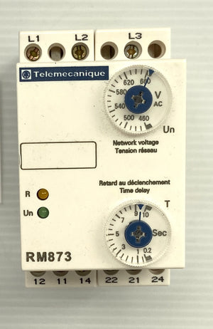 RM873 - RM84873016 - 3PH - 460V-661V - 50/0HZ - 8A/250V - 1/3HP 240VAC  -  TELEMECANIQUE RM873 MONITORING RELAY