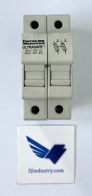 LOT OF 5 USM2 - 2 POLE - 800V - 30A - 690V - 32A - ULTRASAFE  -  FERRAZ SHAWMUT USM2 FUSE HOLDER