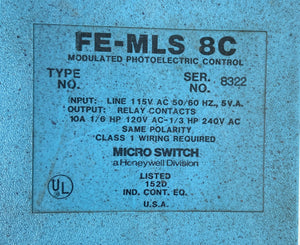 FE-MLS SC-C - 120V - 50/60HZ - 5VA - 1/4HP - CLASS 1 - FEMLS8C  -  HONEYWELL FEMLS PHOTOELECTRIC SENSOR