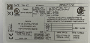 T6N800 - 1SDA06165512R1 - T6N 800 UL/CSA PR221DS-LS/I 600 3P F F - SACE TMAX - 800A/600VAC  -  ABB T6N800 CIRCUIT BREAKER