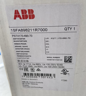 PSTX170-690-70 - 1SFA898211R7000 - 170A - 208...690 VAC - 50/60HZ  -  ABB PSTX SOFT STARTER