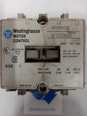 A210M1CAC 2NO/2NC Coil 110/120Vac  -  Westinghouse A210  CONTACTOR