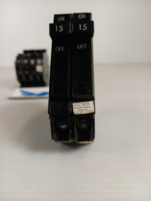 THQP215  Lot of 3 - GE - 15A 1/2" Plug-In- 2 Pole - 240V  -  GE - General Electric TQP & THQP BREAKER