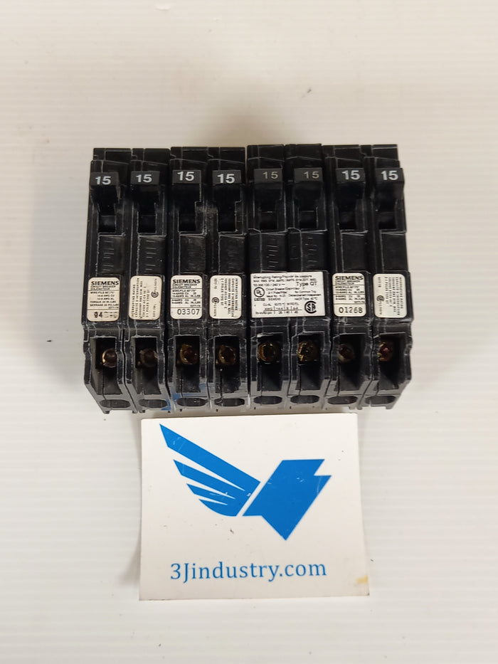 Q1515NC Lot of 4 - Siemens - 15/15A Tandem Circuit Breaker Plug-In 1 Pole - 120V   -  Siemens Q / QT BREAKER