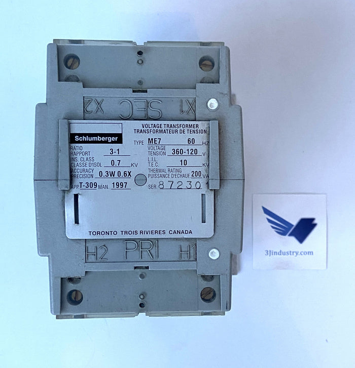 ME7 - 60HZ - 3-1 RATIO - 0,3W - 0,6X - 0,7KV - 200VA - 10KV - 360-120V  -  SCHLUMBERGER ME7 TRANSFORMER