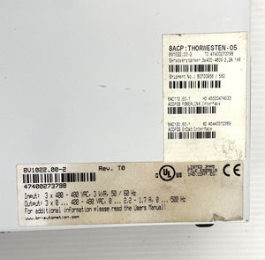 8V1022.00-2 REV T0 - 8V1022002 - 400-480VAC - 50/60HZ - ACOPOS 1022 - 3KVA  -  B&R 8V1022 SERVO DRIVE