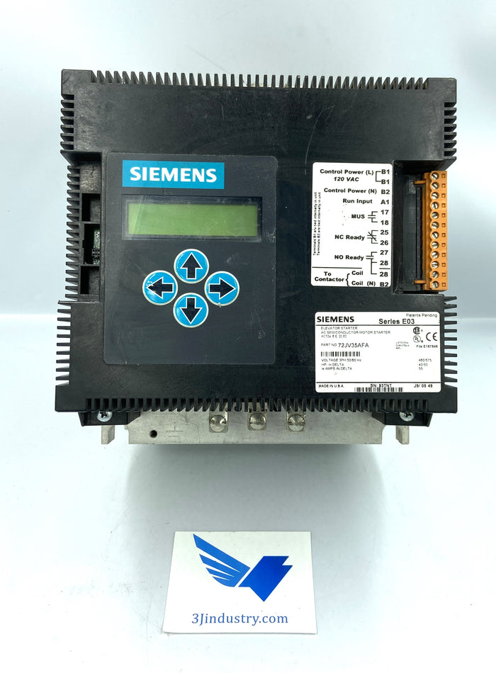 72JV35AFA - 3PH - 50/60HZ - 55A - 460/575V - SERIE E03  -  SIEMENS 72JV3 MOTOR STARTER