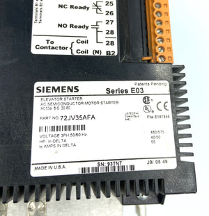 72JV35AFA - 3PH - 50/60HZ - 55A - 460/575V - SERIE E03  -  SIEMENS 72JV3 MOTOR STARTER