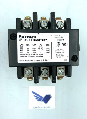 42EE35AF107 - COIL 110/120V - 50/60HZ - 3 POLES - OPEN - 60A  -  FURNAS  42EE35 DEFINITE PURPOSE CONTACTOR