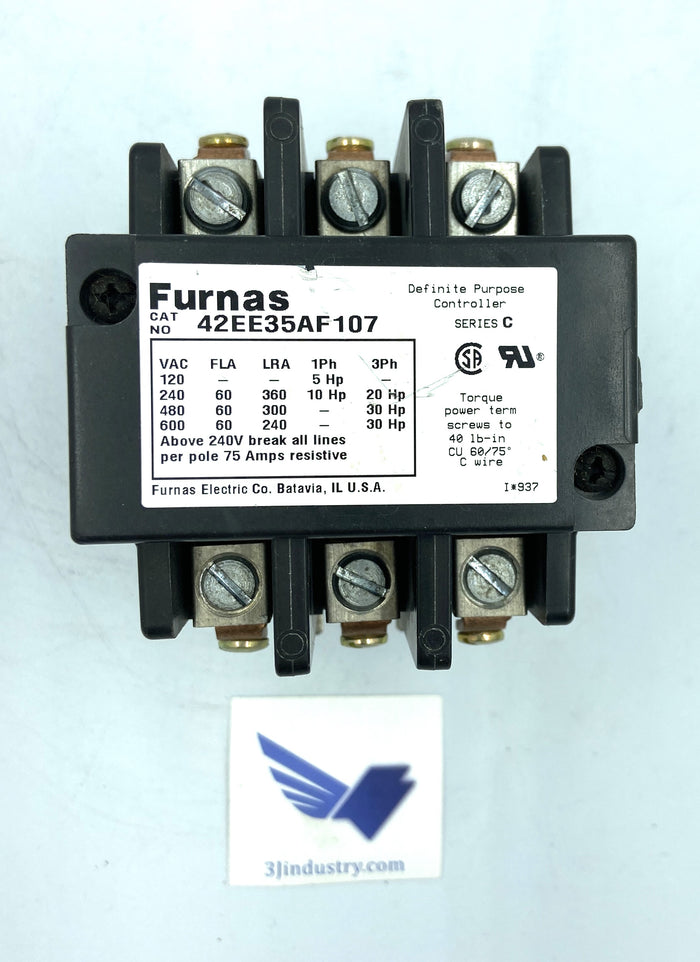 42EE35AF107 - COIL 110/120V - 50/60HZ - 3 POLES - OPEN - 60A  -  FURNAS  42EE35 DEFINITE PURPOSE CONTACTOR