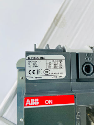 OT160GT03 - 1SCA135136R1001 - 600VAC/250VDC 100A - 160A - 50/60HZ - 12KV - 3 PH  -  ABB OT160G GENERAL PURPOSE SWITCH