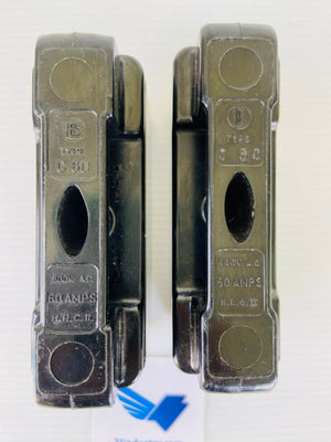 LOT OF 2 C60 - 60A - 600VAC  -  ENGLISH ELECTRIC C60 FUSE HOLDER