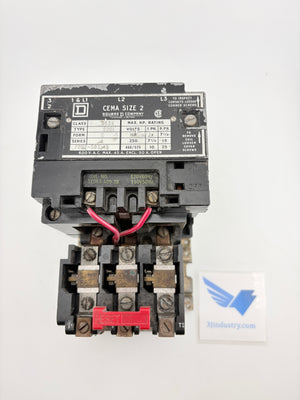 Square D 8536 SD01 CEMA Size 2 Motor Starter 120V Coil 600V 25HP Overload B62.0