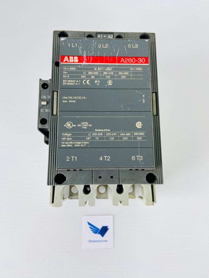 A260-30 - COIL 110-120V - 50/60HZ - 3 PHASE  250HP 600V 400A CAL18-11 A26030  -  ABB A260 CONTACTOR