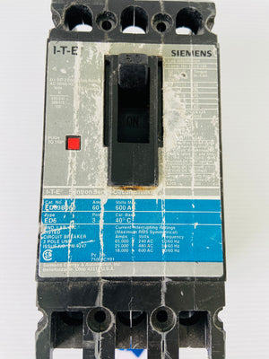 ED63B060 3 POLE 60A 600VAC TYPE ED6  -  SIEMENS ITE ED63 CIRCUIT BREAKER