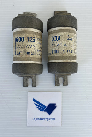 LOT OF 2  - 58125 - 125A - 600VAC   -  PIERCE 125A58125 FUSE