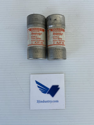 LOT OF 2 - AJT 40 - 40A - 40A - CLASS J - HRC1  -  GOULD SHAWMUT AJT40 TIME DELAY FUSE