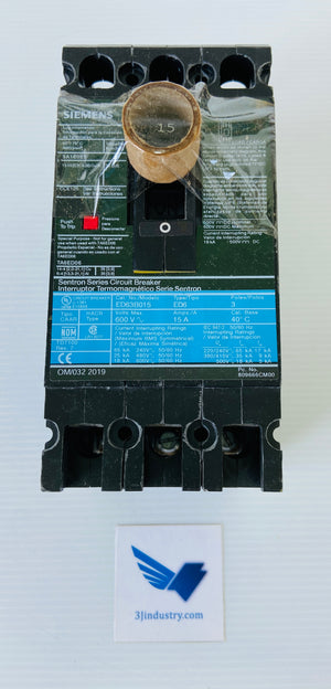 ED63B015 3P 15A 600V 25KA@480V ED6  -  SIEMENS ED63B015 CIRCUIT BREAKER