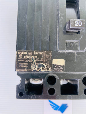 TED134020 600V 20A 3 POLE 40C  -  GENERAL ELECTRIC GE TED134020 CIRCUIT BREAKER