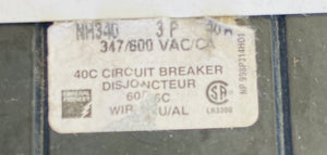 NH340 - 3 POLE - 40A - 40C - 347/600VAC  LINE PHASE BARRIER BROKEN  -  FEDERAL PIONEER FPE NH340 CIRCUIT BREAKER