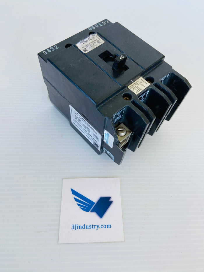 NH340 - 3 POLE - 40A - 40C - 347/600VAC  LINE PHASE BARRIER BROKEN  -  FEDERAL PIONEER FPE NH340 CIRCUIT BREAKER