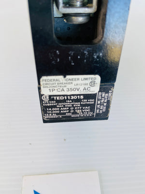 TED113015 1 POLE 277VAC 15A 125VDC 350VAC  -  GE GENERAL ELECTRIC TED113015 BREAKER