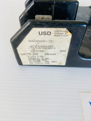 H60060-3C 3 POLE 60A 600V  -  USD H60060 FUSE HOLDER