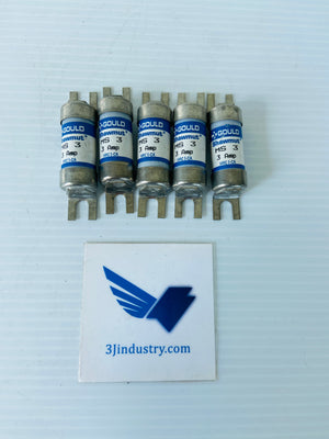 LOT OF 5 - MS 3 - 3A - 600V TYPE HRCI-CA  -  GOULD SHAWMUT MS3 FUSE