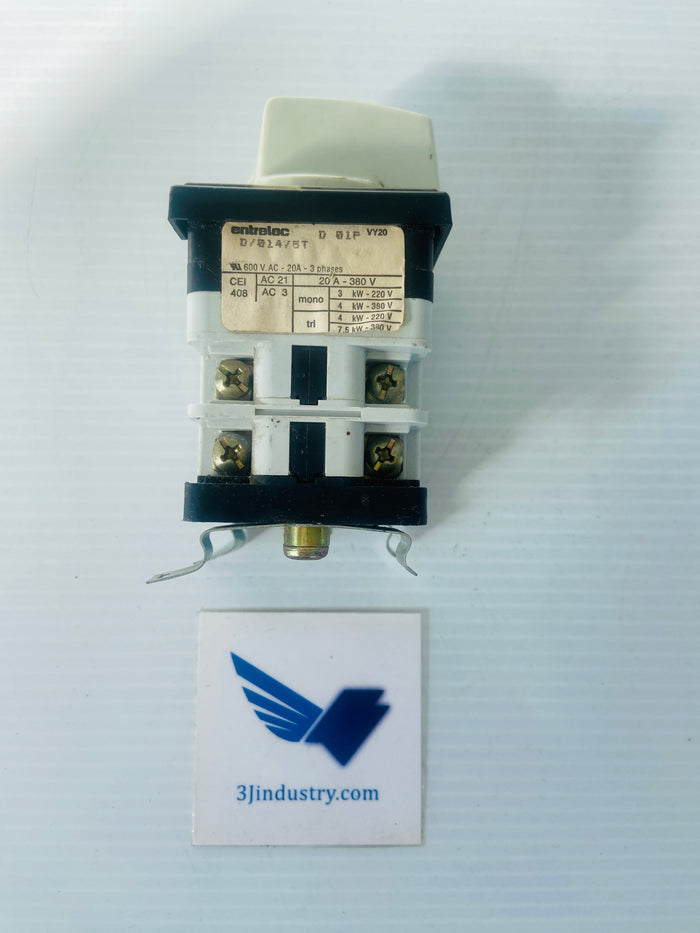 VY20 D/014/ST D01P - 600VAC - 20A - 3 PHASES  -  ENTRELEC VY20D014STD01P ROTARY CAM SWITCH