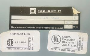 2510MCA3 - 600VAC - 3 POLE - 3PH - 10HP@380/575V TYPE 12  -  SQUARE D 2510MCA3 MANUAL STARTER