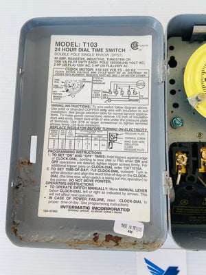 T103 - 110-125V - 60HZ - 24 HOUR   -   INTERMATIC T103 DIAL TIME SWITCH