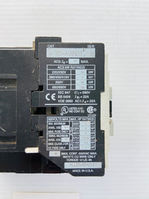 100-A09ND3 - COIL 110/120V - 50/60HZ - 3 POLE  -  ALLEN-BRADLEY 100A09ND3 CONTACTOR