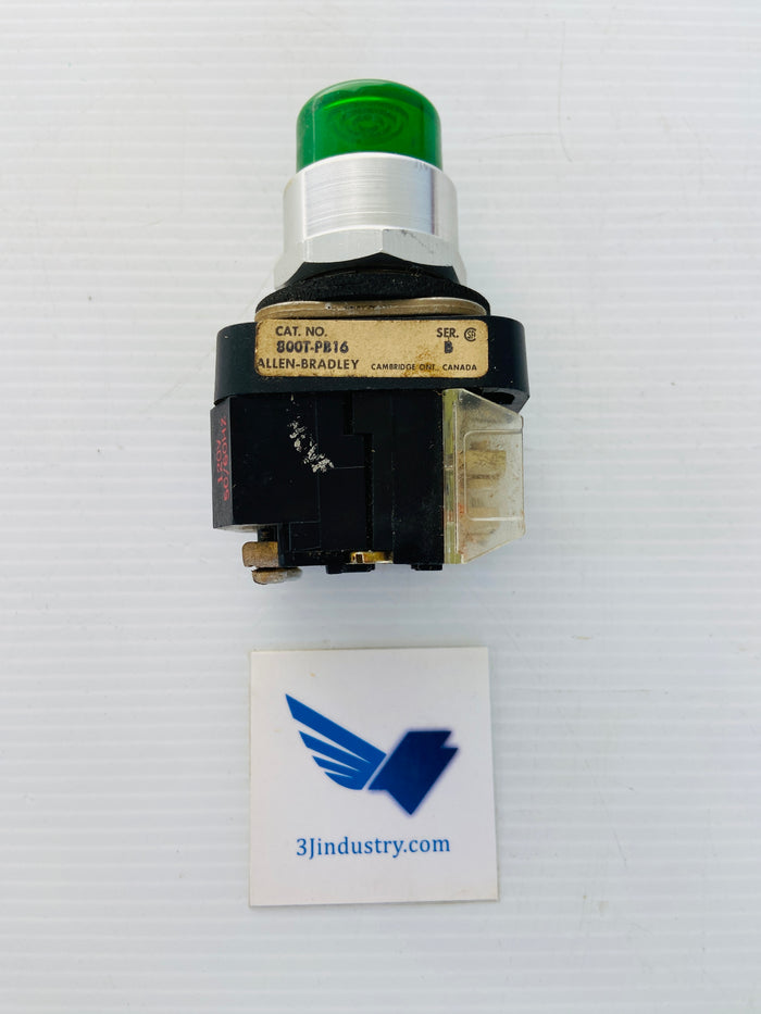 800T-PB16G - 120V - 50/60HZ - GREEN  -  ALLEN-BRADLEY 800TPB16G PUSH BUTTON