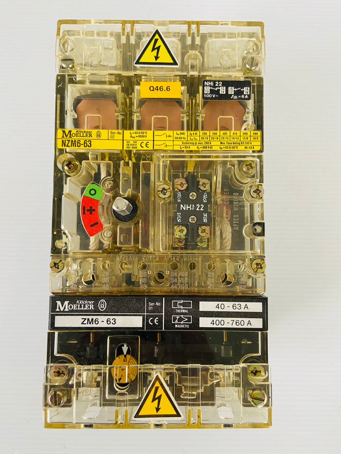 NZM6-63 / ZM6-63 - 40-63A - 50/60HZ - 3 POLE  -  KLOCKNER MOELLER NMZ Breaker