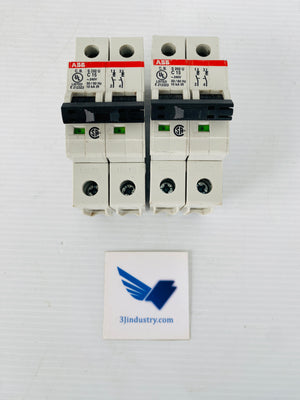LOT OF 2 - S202U-C15 - 2 POLE - 15A - 240VAC - 50/60HZ  -  ABB S202UC15 CIRCUIT BREAKER