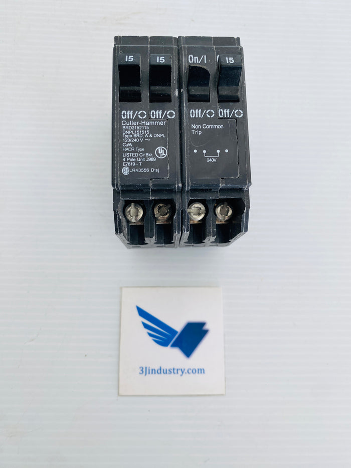 BRD2152115 - 15A - BRD - 4 POLE - 120/240VAC   -  CUTLER HAMMER DNPL151515 CIRCUIT BREAKER