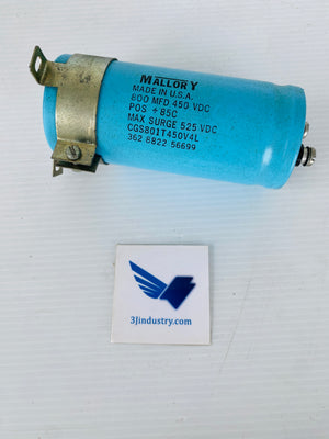 CGS801T450V4L - 800 MDF - 450VDC - POS + 85C - MAX SURGE 525VDC  -  MALLORY CGS801T CAPACITOR