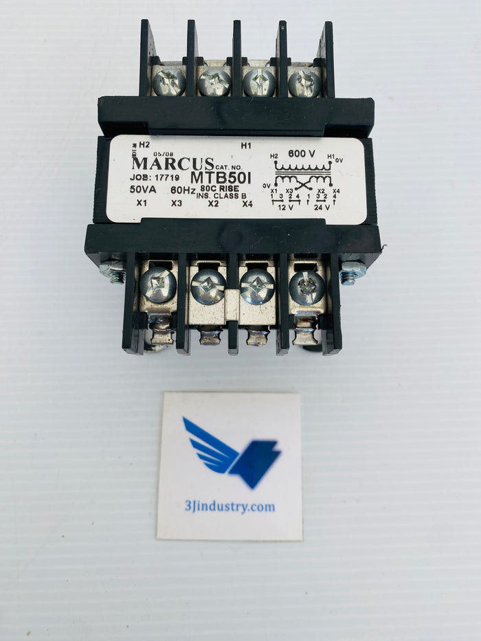 MTB50I - 50VA - 60HZ - 80C - 600V - 12/24V  -  MARCUS MTB TRANSFORMER