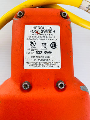532-SWH - 20A - 125/250VAC - 1HP WITH RYM 56-2M  -  LINEMASTER 532SWH FOOT SWITCH