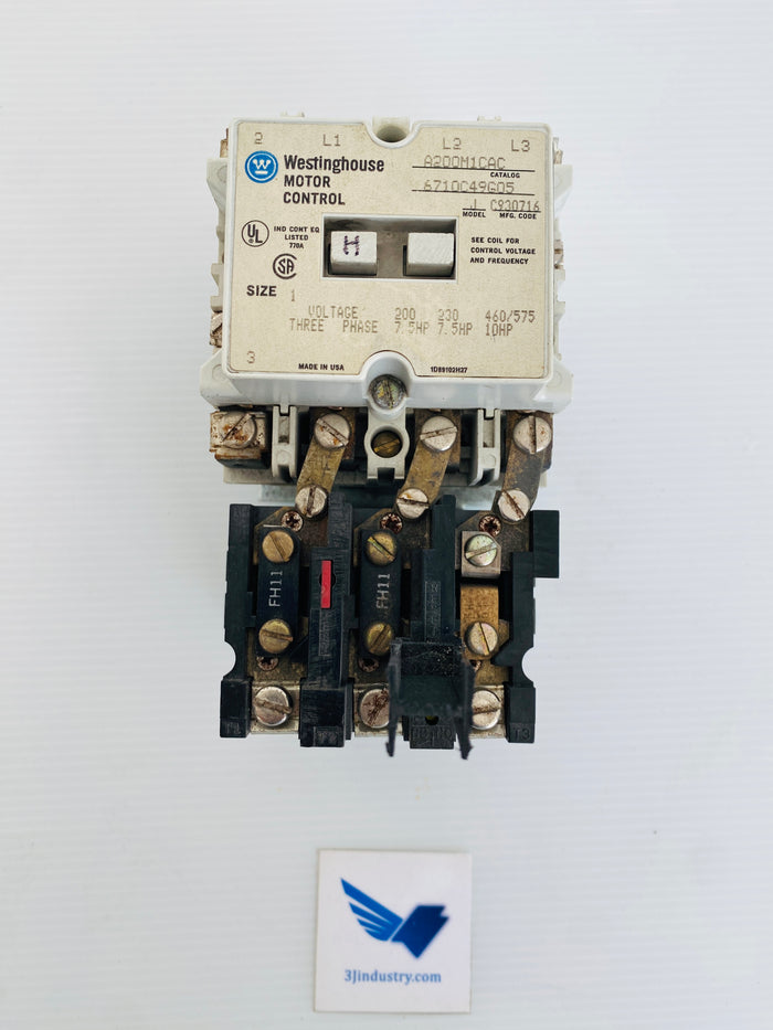 A200M1CAC - 3 POLE - 3 PHASE - 120VAC - SIZE 1 - 27A  -  WESTINGHOUSE A200M1CAC MOTOR STARTER
