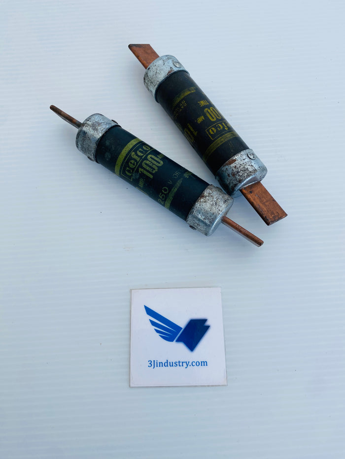 LOT OF 2  -  OT-100/250 - 100A - 250VAC - ONE TIME  -  CEFCO OT100250 FUSE