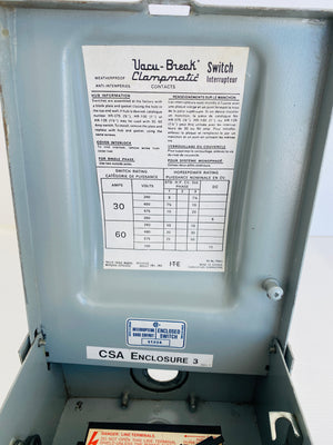 NFR352 - 60A - 600VAC -3PH -50HP - 3 POLE  -  SIEMENS ITE NFR SAFETY SWITCH