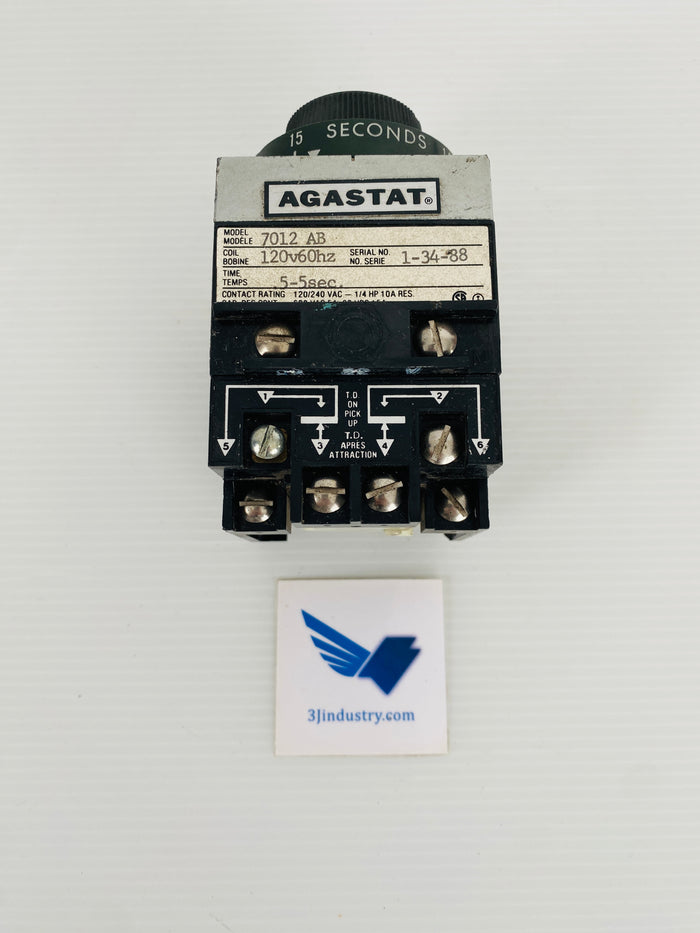 7012AB - 120V - 60HZ - 0,5-5 SEC - 1/4HP   -  AGASTAT  7012AB TIME DELAY RELAY