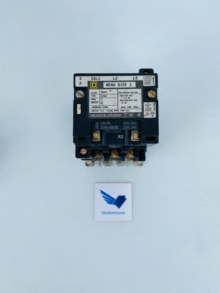 8502-SCO2S - COIL 110/120V - 50/60HZ - 600VAC MAX - 10HP  -  SQUARE D 8502SC0 CONTACTOR